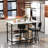 3-Piece Dining Table Set For Kitchen Breakfast Nook, Bar Table Set With Storage And Wine Shelves, With Counter Height Faux Marble Table And 2 Stools, Space Saving Bar Table And Chairs Set For Dining Room