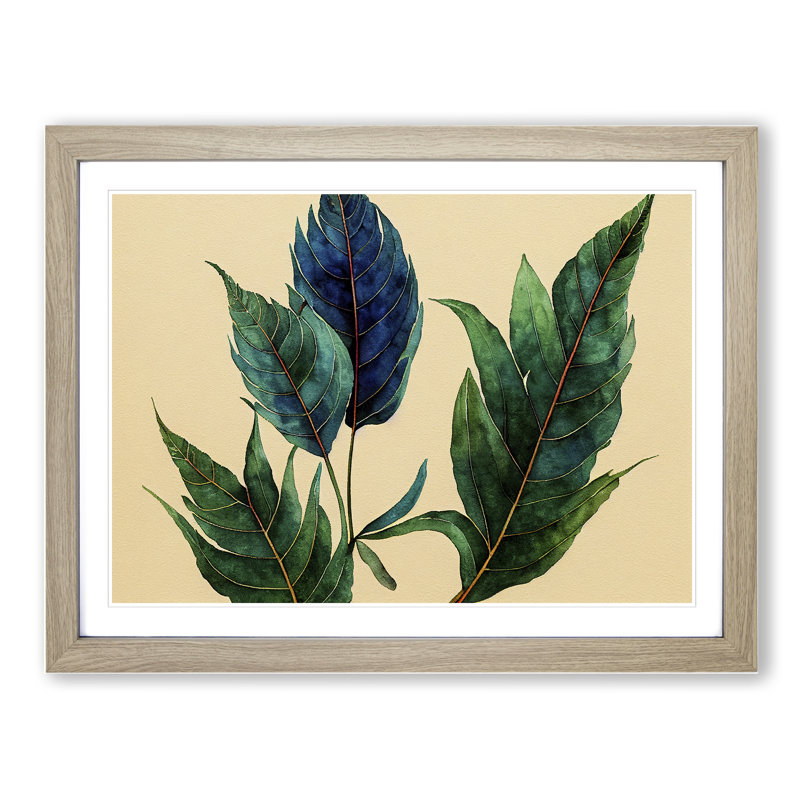 Luscious Leaf - Single Picture Frame Print, 46cm H x 64cm W x 2cm D, Oak