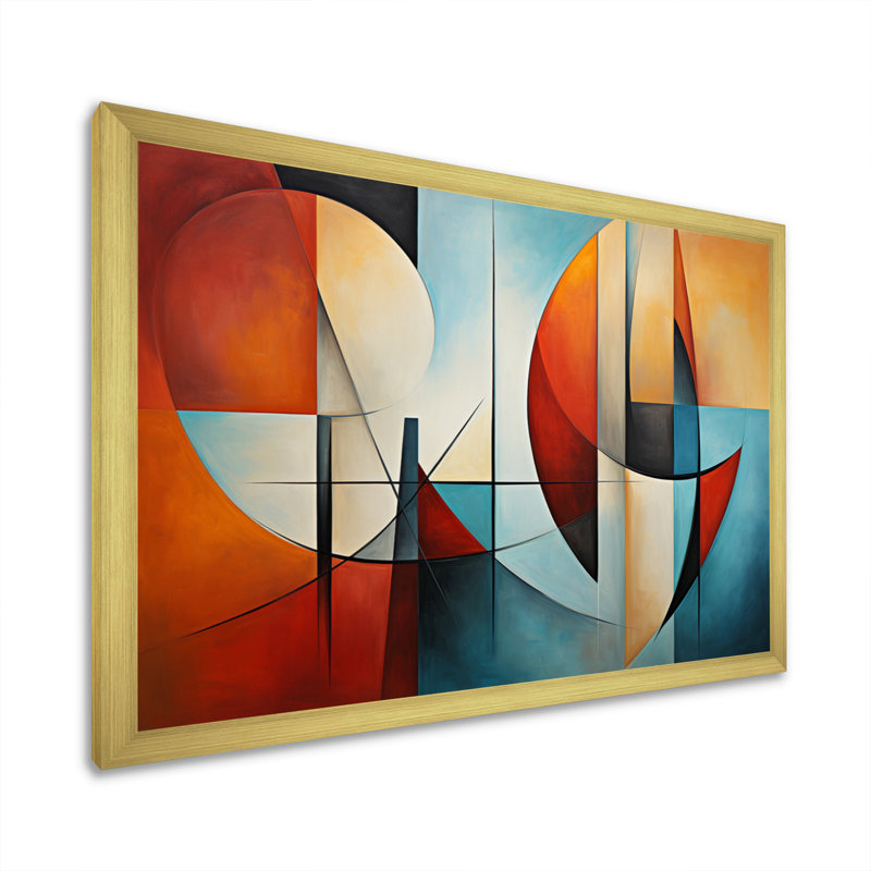 Cubism Geometric Portrait III - Cubism Canvas Art Print, H 24 po x l 32 po x P 1 po, Cadre doré à une seule photo