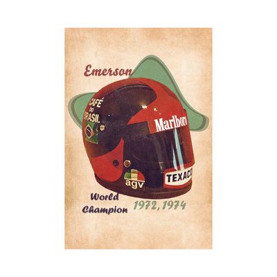 Emerson Fittipaldi's Helmet Retro - Wrapped Canvas Painting