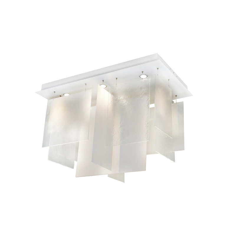 Lustre rectangulaire à 4 lumières l 36 po Plissé