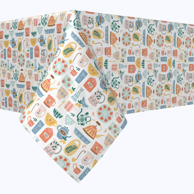 Rectangular Tablecloth, 100% Cotton, 52X104", Morning Coffee