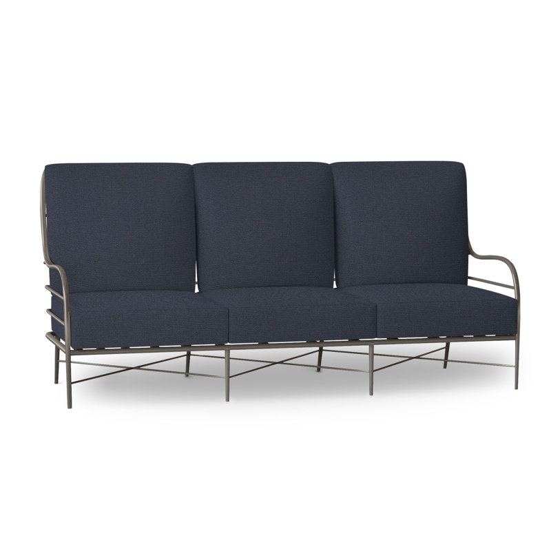 Carmel Aluminum Sofa - Slate Gray, No Welt, Linen Navy