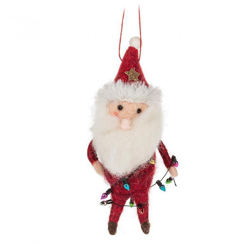 Ornement suspendu Père Noël avec lumières
