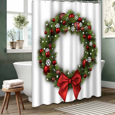 Red Waterproof Shower Curtain, Shower Curtains for Bathroom with 12 Hooks