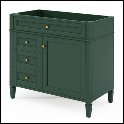 Meuble-lavabo de 36 po sans lavabo supérieur, armoire de rangement moderne avec 2 tiroirs et un tiroir basculant, structure en bois massif