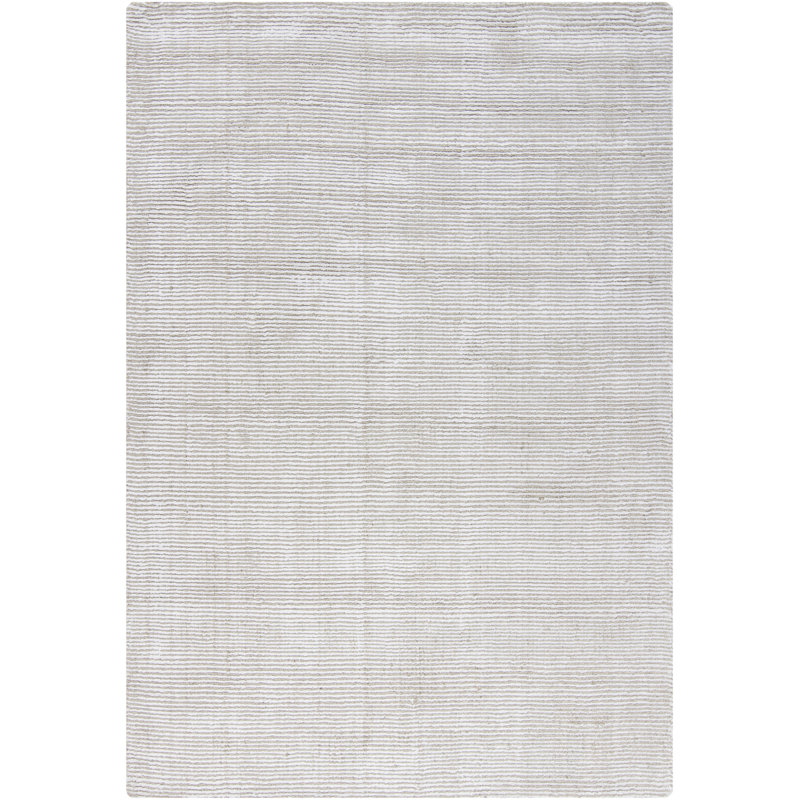 Yiwei Authentic Hand-Tufted Handmade Beige & Ivory Modern Textural Stripe Wool & Viscose Area Rug, Rectangle 5' x 7'