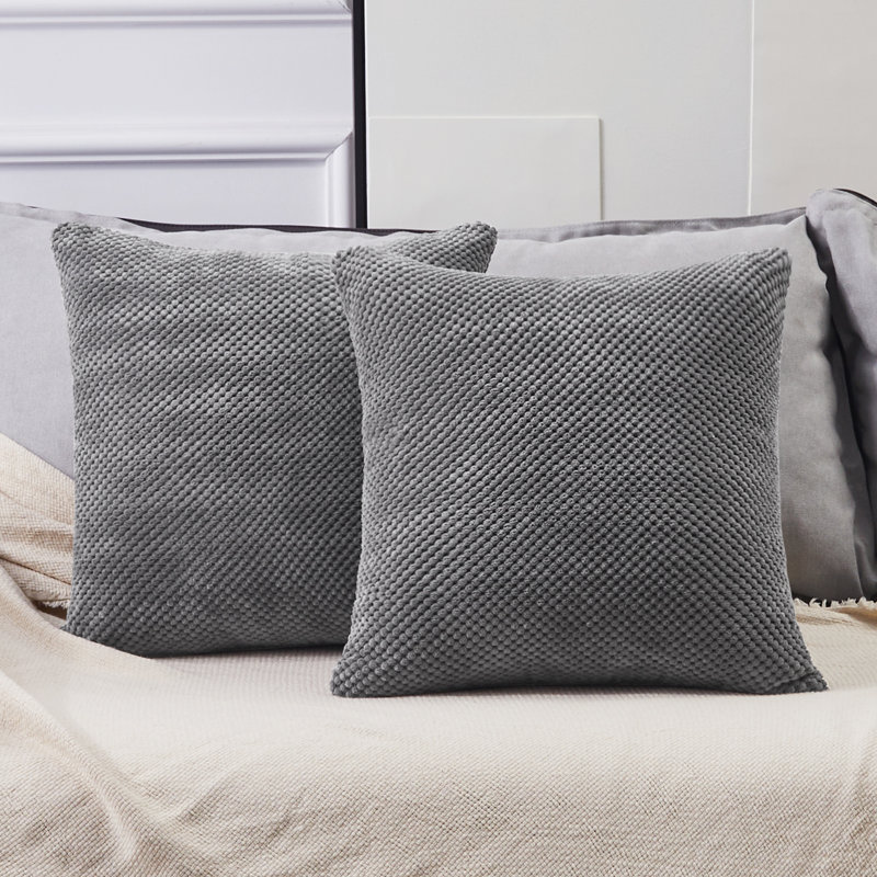 Deconovo Reversible Pillow Cover, 18" H x 18" W, Gray