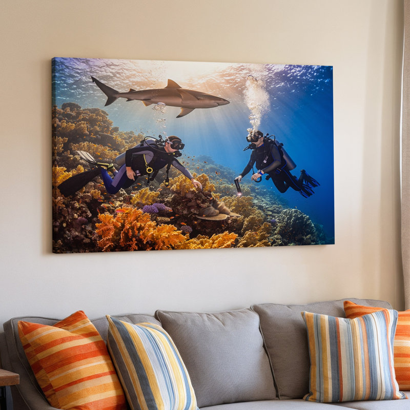Plongée sous-marine corail avec requin Scuba, 20 x 30 in
