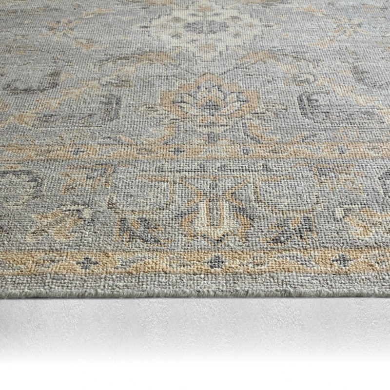 Aritina Hand Knotted Wool Geometric Area Rug in Light Gray/Brown/Beige, Rectangle 10' x 14'