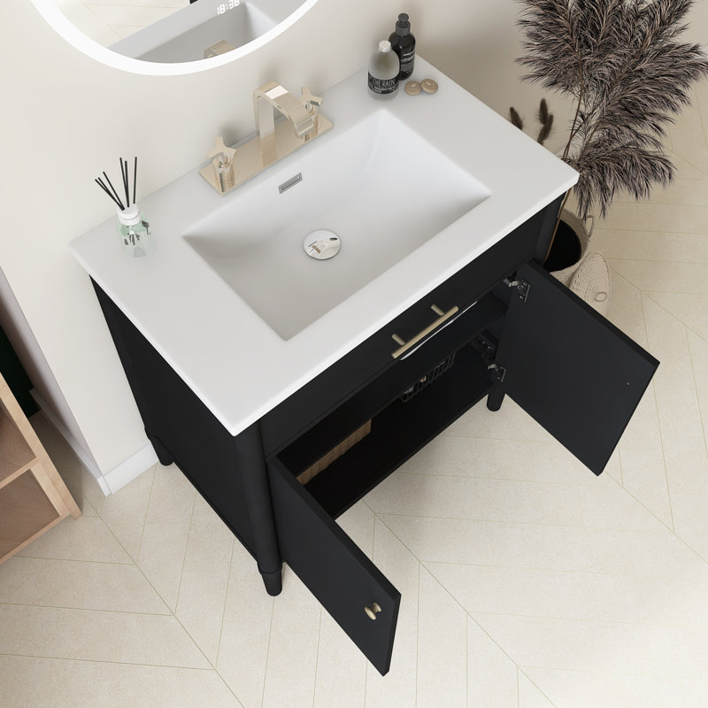 Meuble-lavabo 31 po avec lavabo, Noir