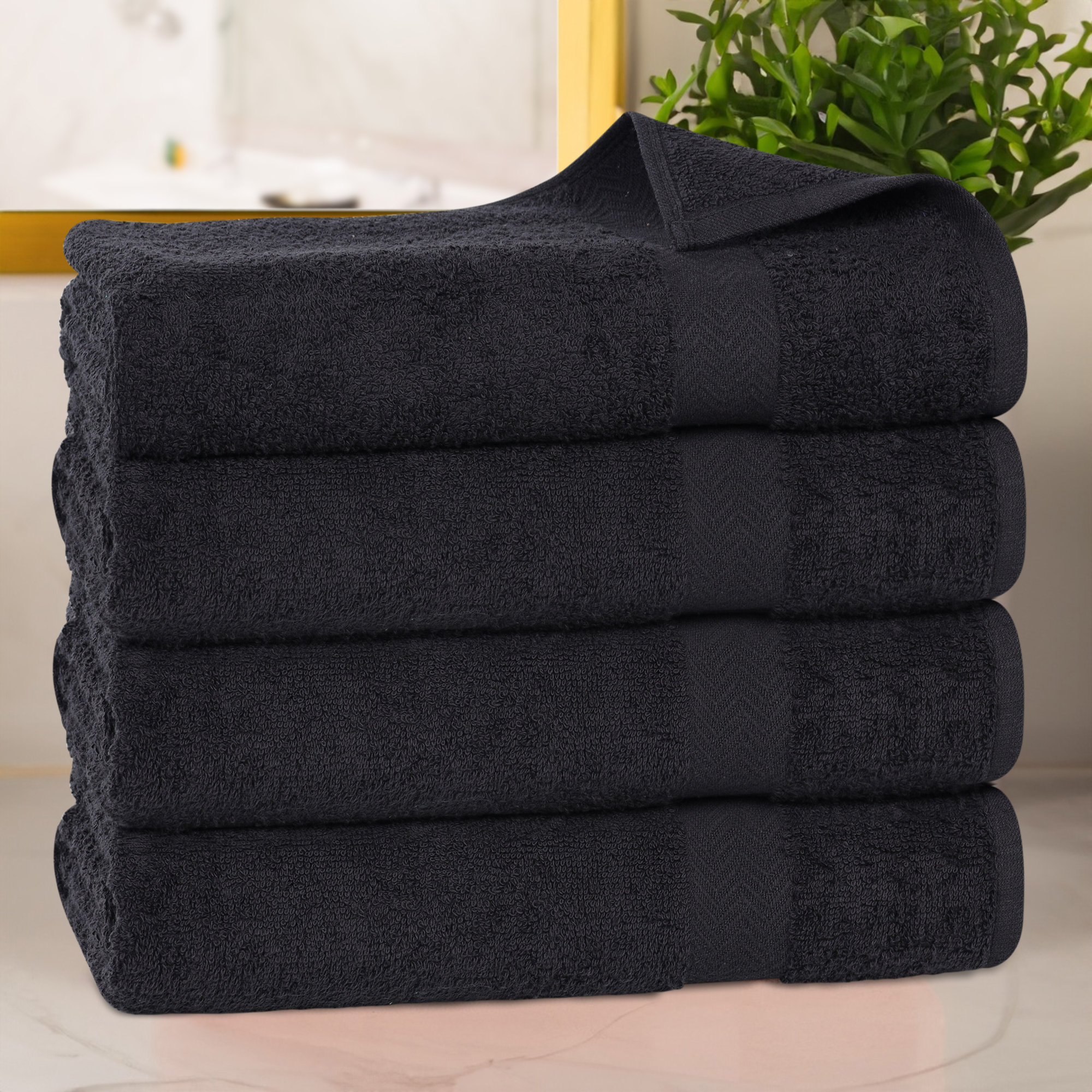 Franklin Cotton Lightweight Quick-Drying Bath Towel, Black