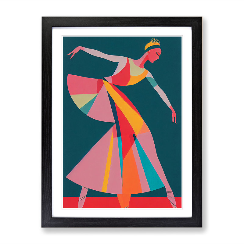 Pop Art Ballerina No.4 - Single Picture Frame Print, 64cm H x 46cm W, Black