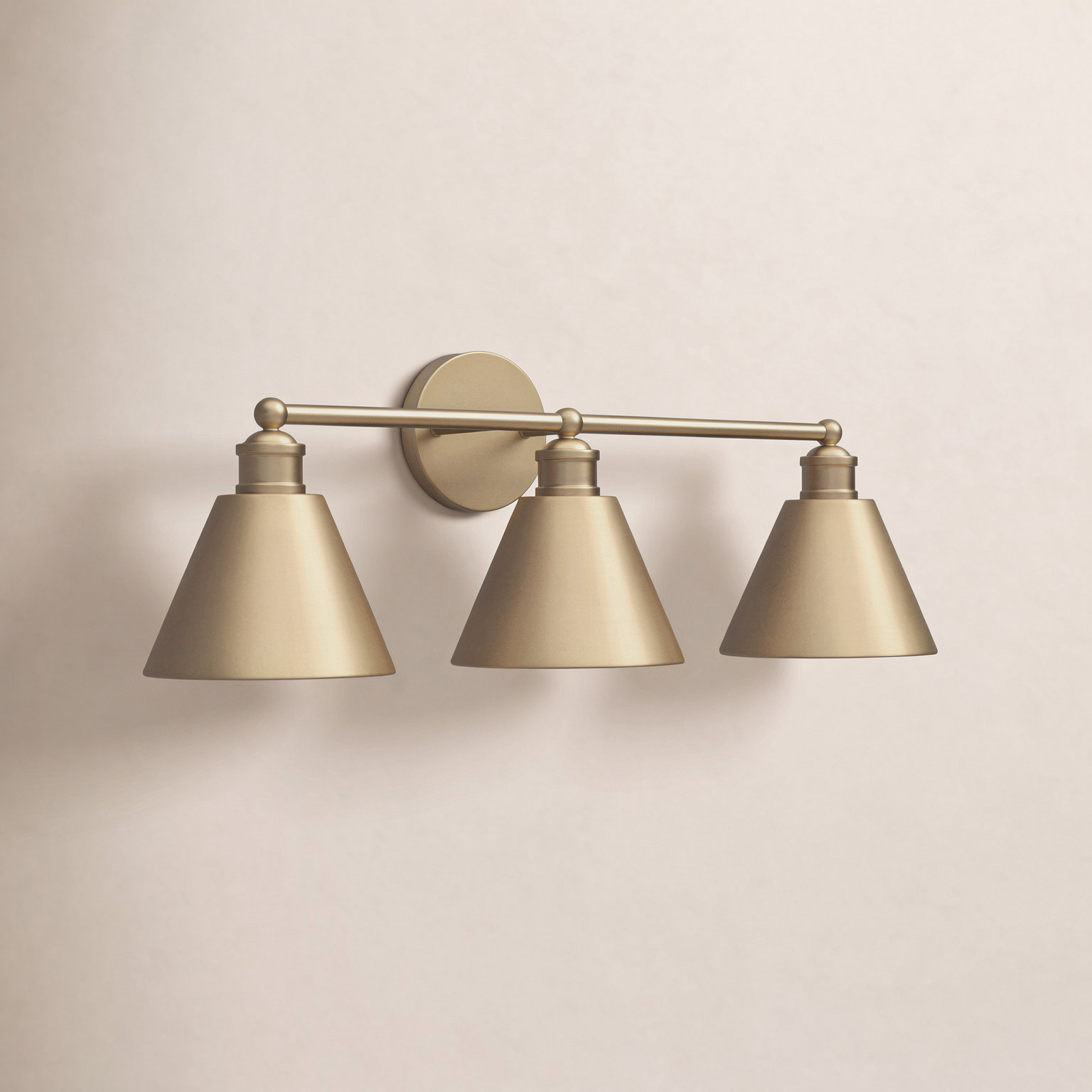 Rolandat 3-Light Dimmable Vanity Light, Natural Brass
