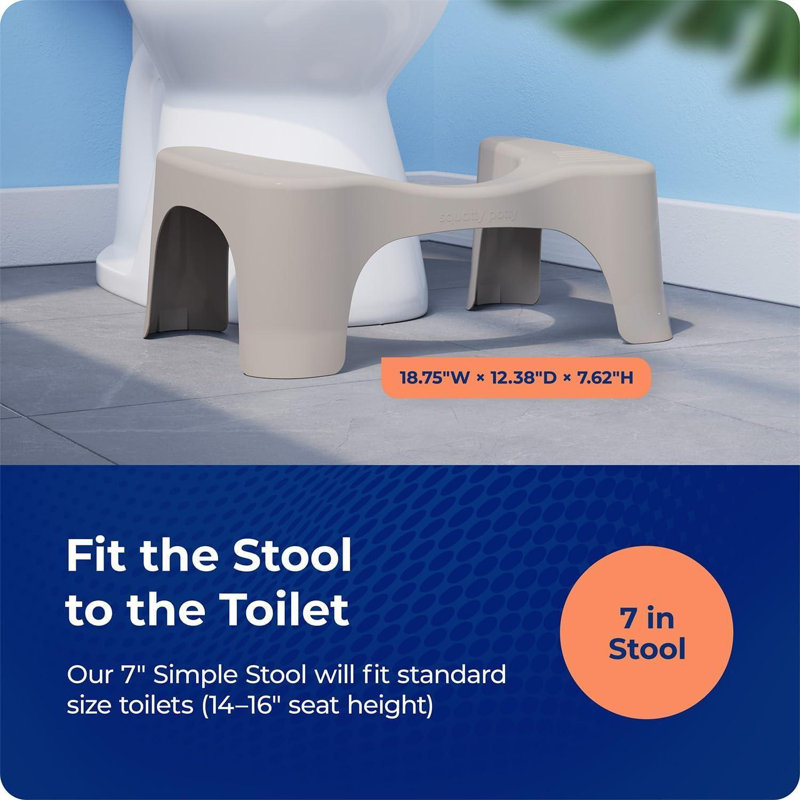 Simple Toilet Stool 7-Inch In Taupe – Ergonomic Bathroom Accessory For Natural Squatting Posture, Doctor Recommended, Durable Plastic Design