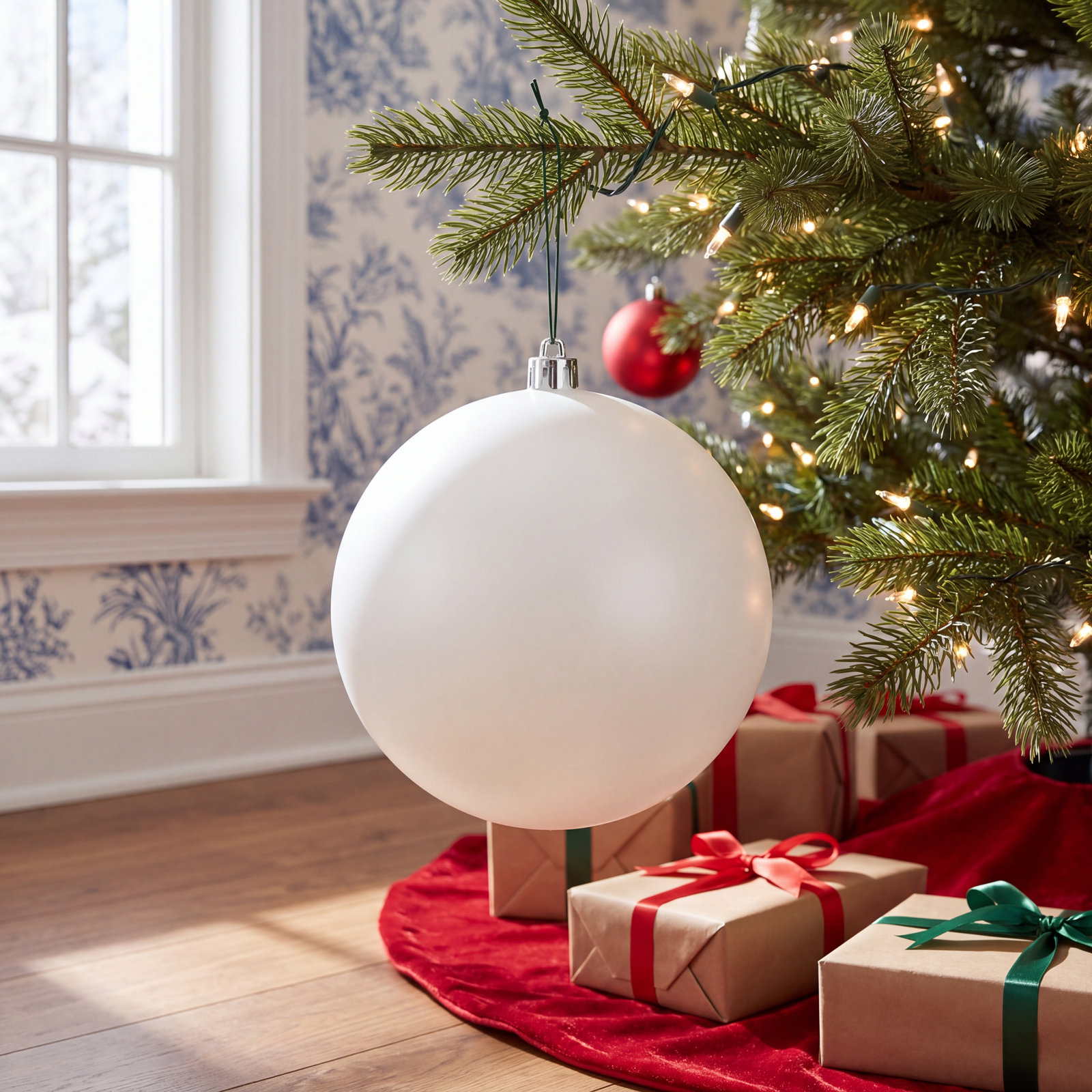 Shatterproof Bauble, 4" H x 4" W x 4" D, White Matte