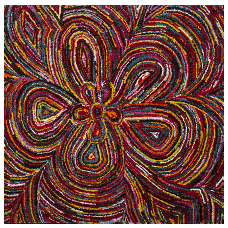 Miley Performance Abstract Rug, Square 3'
