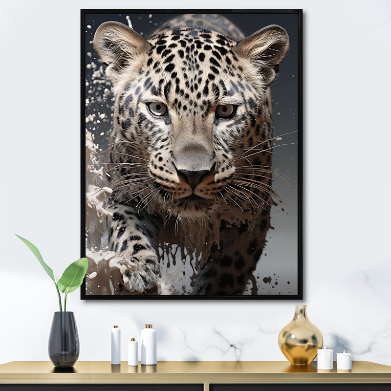 Leopard Mysterious Hunter, reproduction d'art sur toile, H 40 po x l 30 po x P 1,5 po, Cadre flottant noir