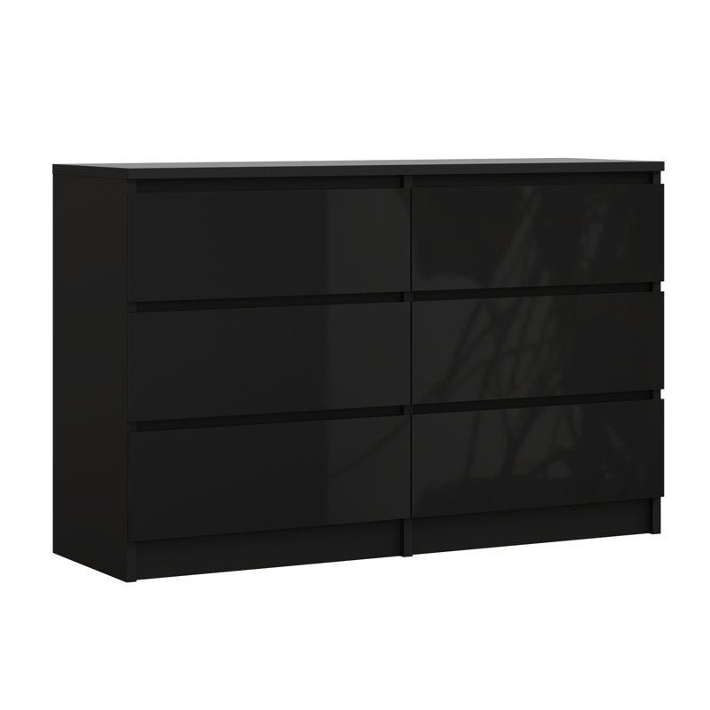 Traynor 120cm W 6 - Drawer Chest of Drawers, Black Gloss