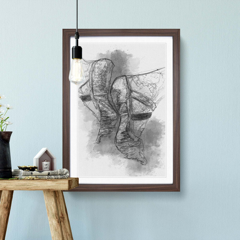 The Feet of a Ballet Dancer in Abstract - Picture Frame Graphic Art Print, Walnut Framed, 65cm H x 48cm W x 2cm D