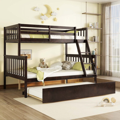 Twin Over Full Rubber Wood Bunk Bed With Trundle