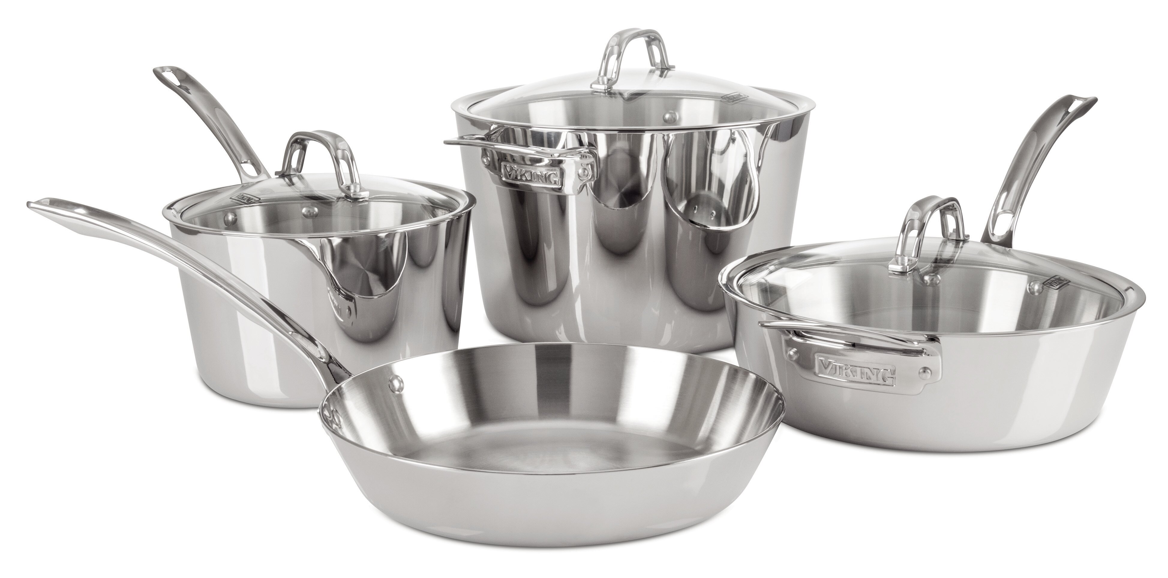 Viking 3-Ply Contemporary Stainless Steel Saucepan with Lid - 3.4 qt.