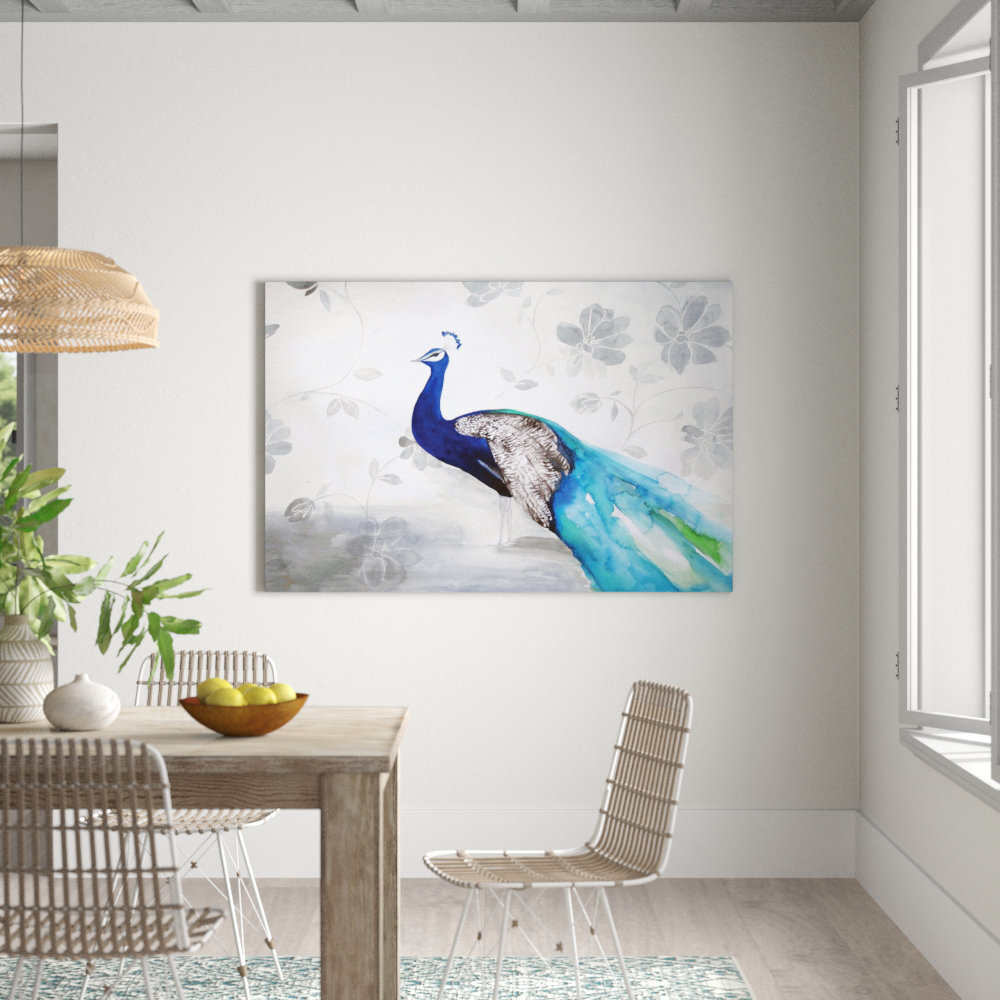 Peacock Fable Cool by Christine Lindstrom - Wrapped Canvas Painting Print