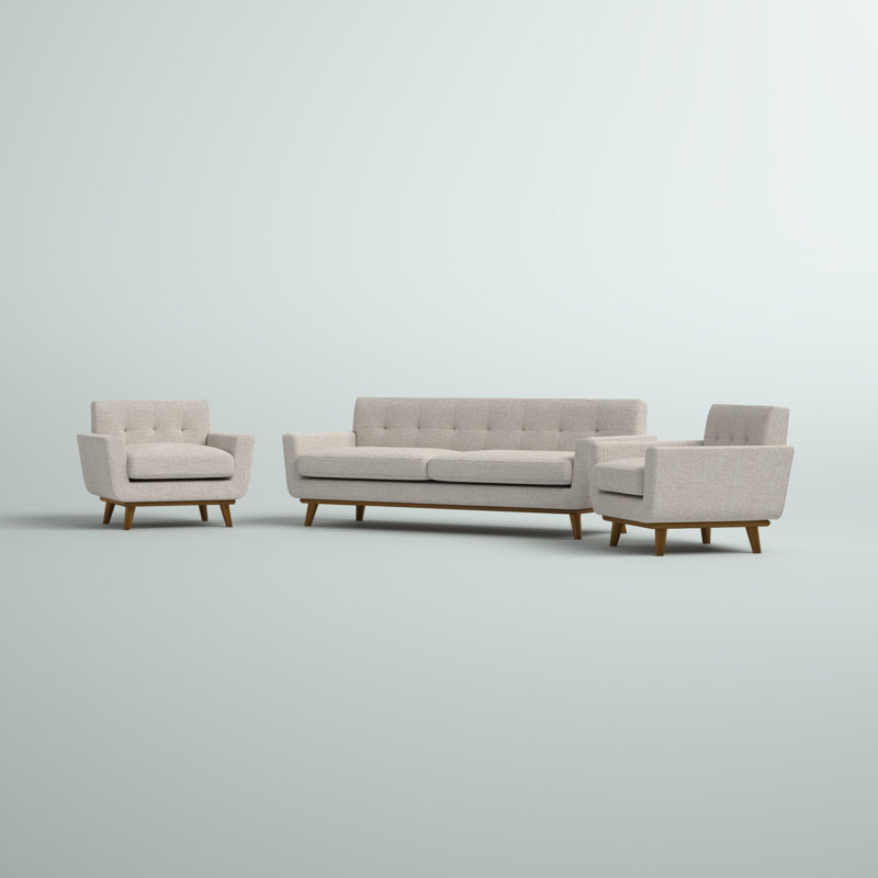 Ensemble de fauteuils et canapés 3 pièces Engage, Mélange de polyester beige