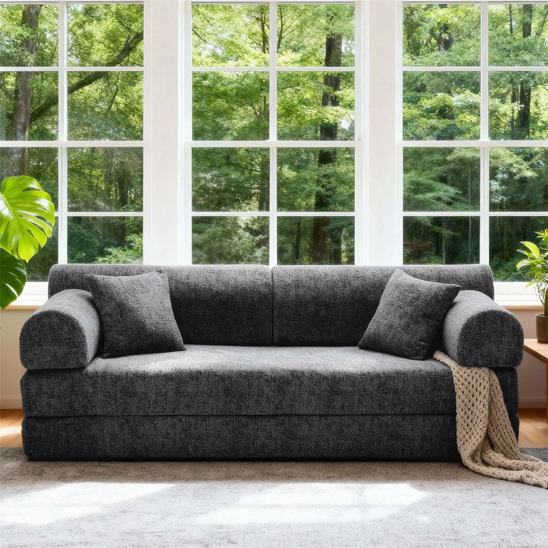 Canapé-lit Boneless Convertible Corduroy, Gris foncé