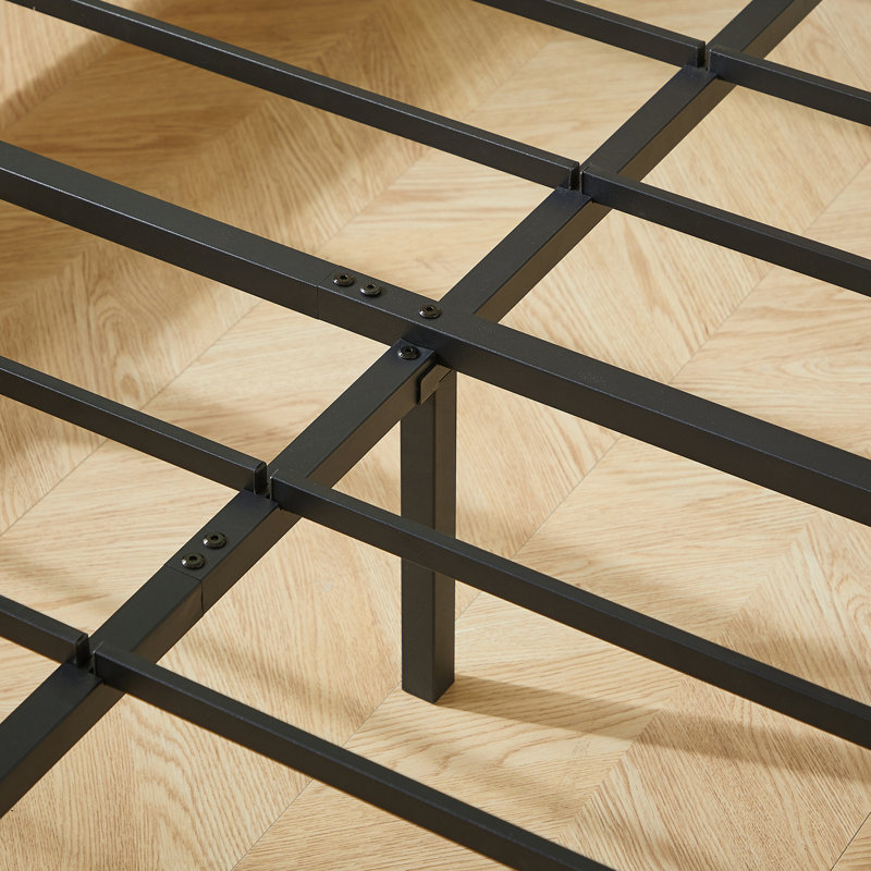 Structure de lit rustique en bois ondulé avec lignes courbes, aucun sommier nécessaire, support en fer robuste et assemblage facile
