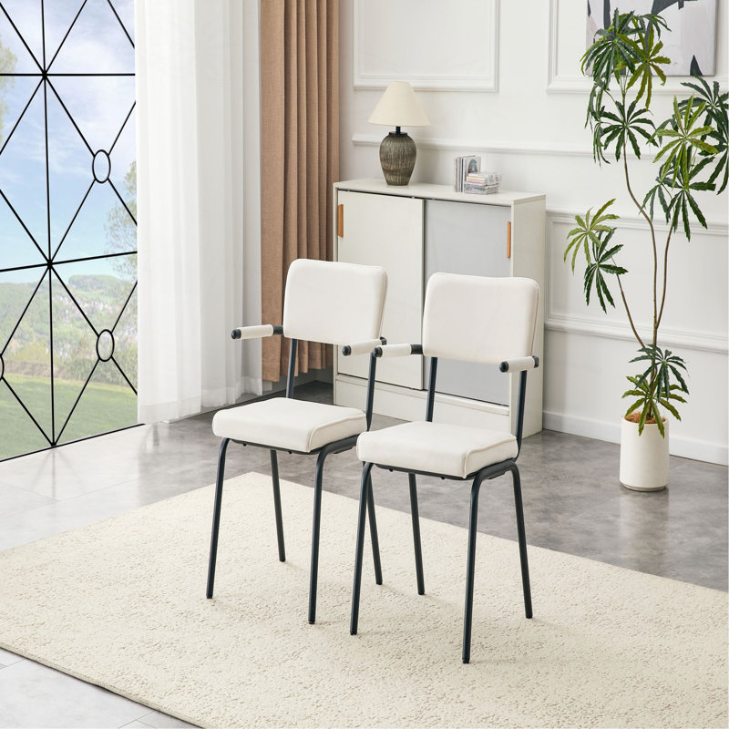 Chaises de salle à manger, chaises de salle à manger rembourrées et rembourrées avec un velours doux et doux pour la peau, accoudoirs à suspendre à la table, pieds en métal avec revêtement en aérosol