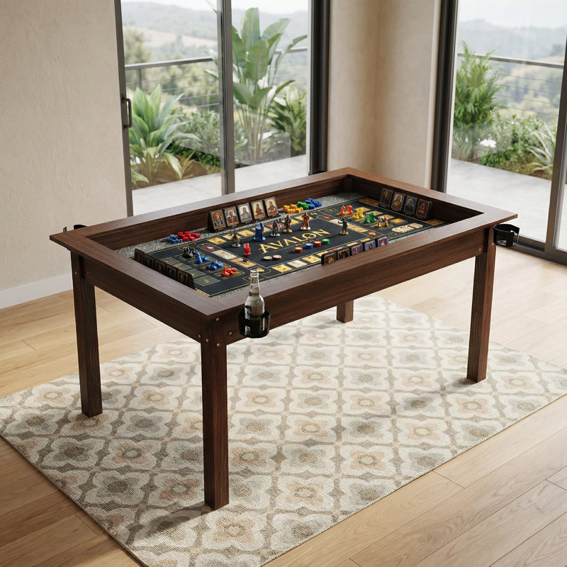 63" X 40" Board Game Table With Solid Wood Legs