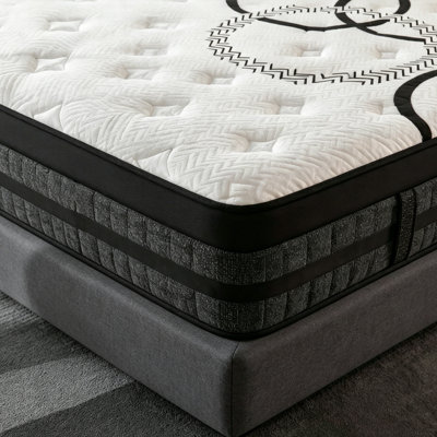 Matelas hybride mi-ferme 14 po avec mousse viscoélastique imprégnée de gel, ressorts ensachés améliorés pour isoler les mouvements et soulager la pression
