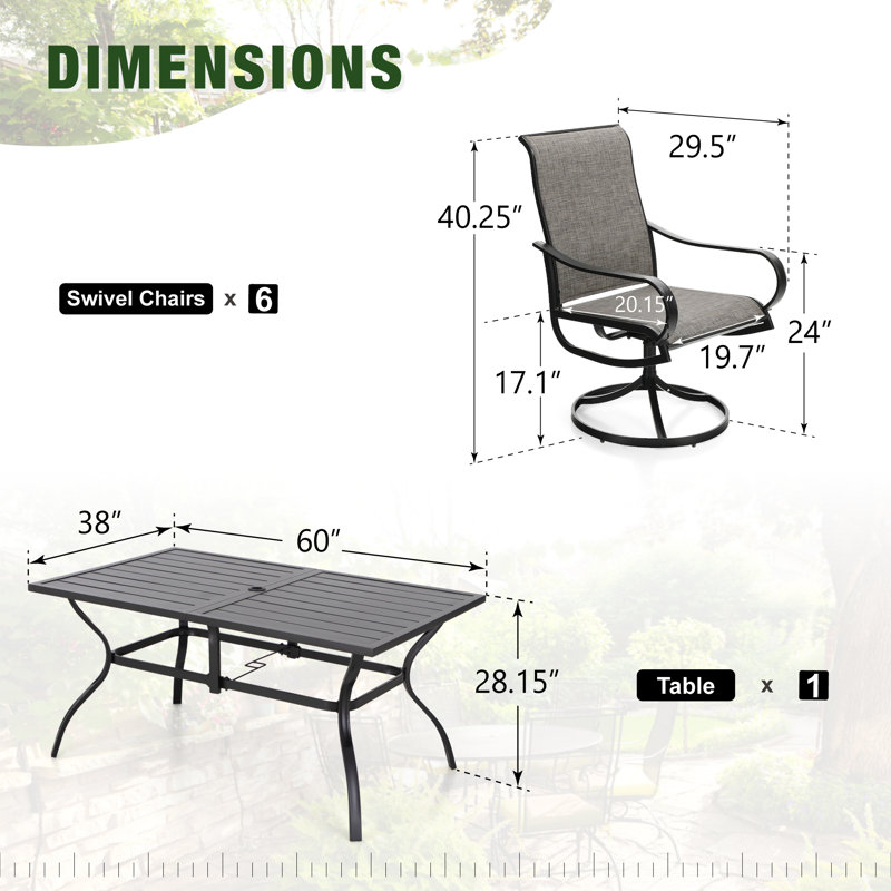 Alyah 6 - Person Patio Dining Set with Rectangular Table