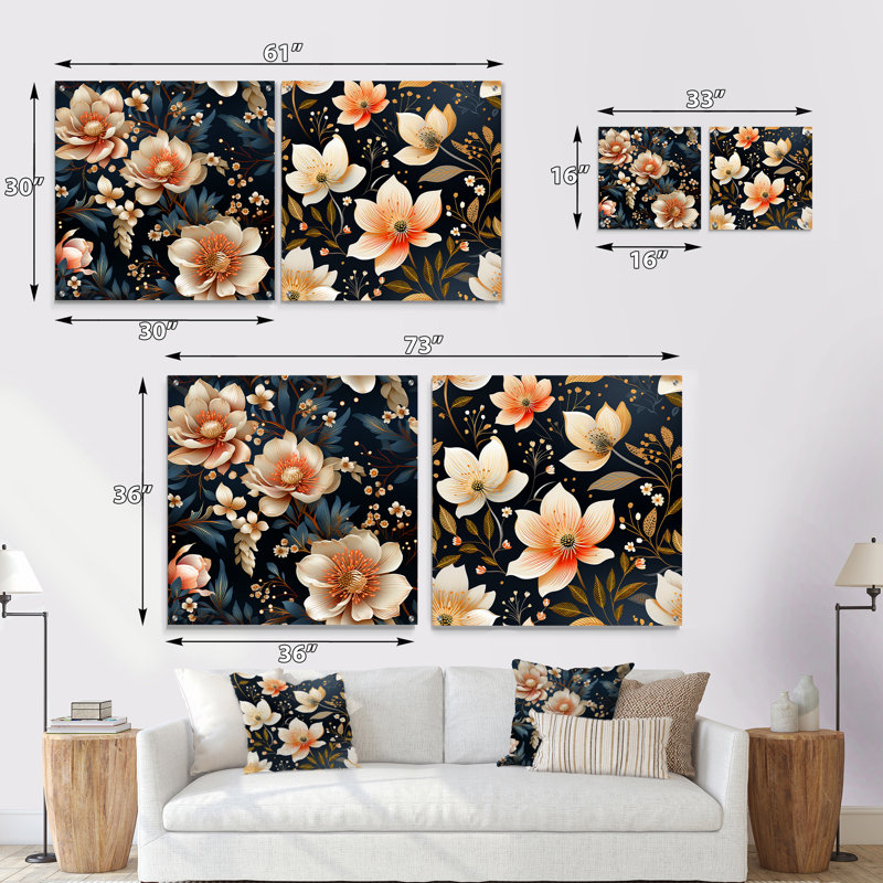 Bloomingdale - Ensemble de 2 art mural en verre acrylique, H 16 po x l 33 po