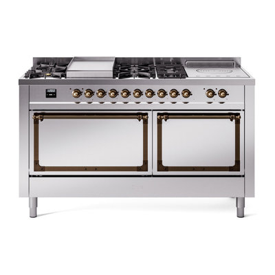 ILVE Nostalgie II Noblesse 60 in Dual Fuel Range 7 Burner, Griddle, Frenchtop