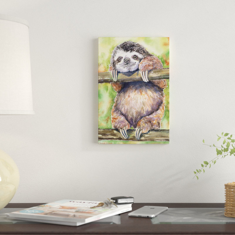 Paresseux, reproduction sur toile, H 18 po x l 12 po x P 1,5 po, Toile tendue, Pas de tapis