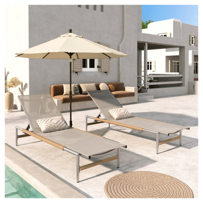Ensemble de 2 chaises longues en aluminium et argent Hargrove