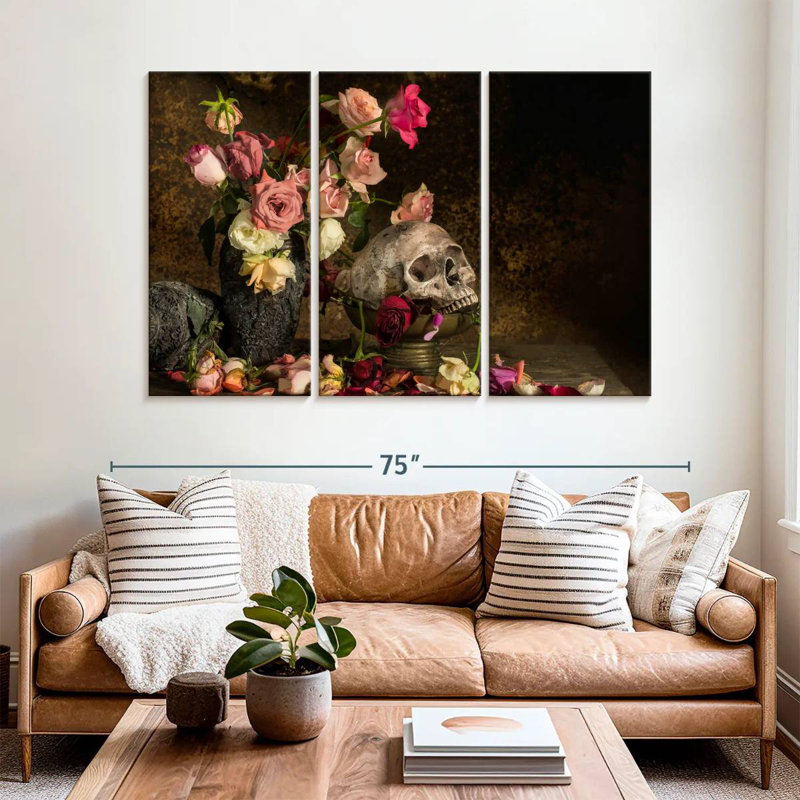 Crâne floral élégant, H 42 po x l 65 po