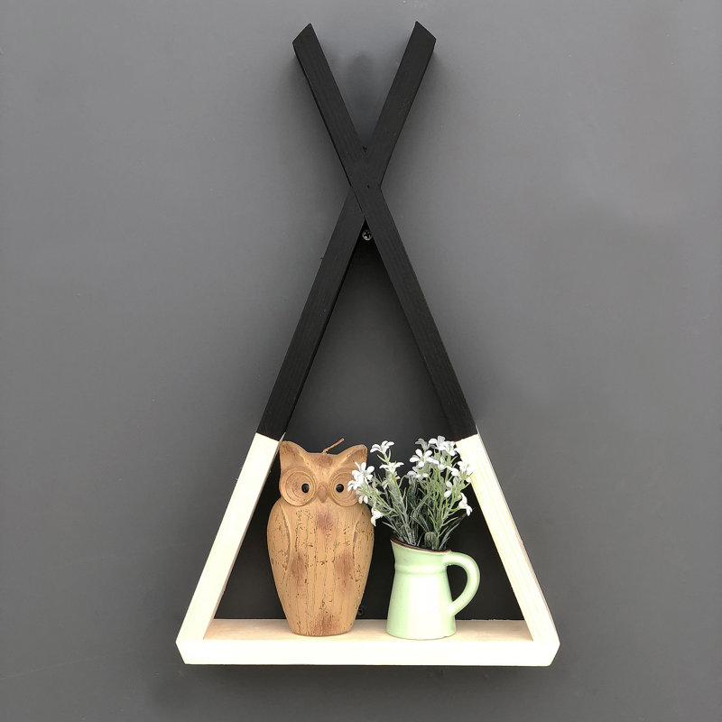 Modern Wall Shelf, 100% Solid Wood, Walnut & Black, 9.8 x 16.5 x 2.4 Inches | Scandinavian Design, Easy Wall Mounting | Stylish Storage Solution for Home & Office, Perfect for Displaying Décor