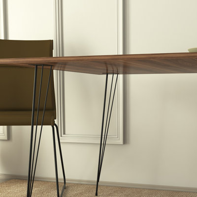 Modern Walnut Color Table with Metal Legs, 35.4 x 29.5 x 35.4 inches | 100% Melamine Coated Particle Board, Thickness: 0.7 inches | Industrial Design for Home or Office, Stylish & Durable