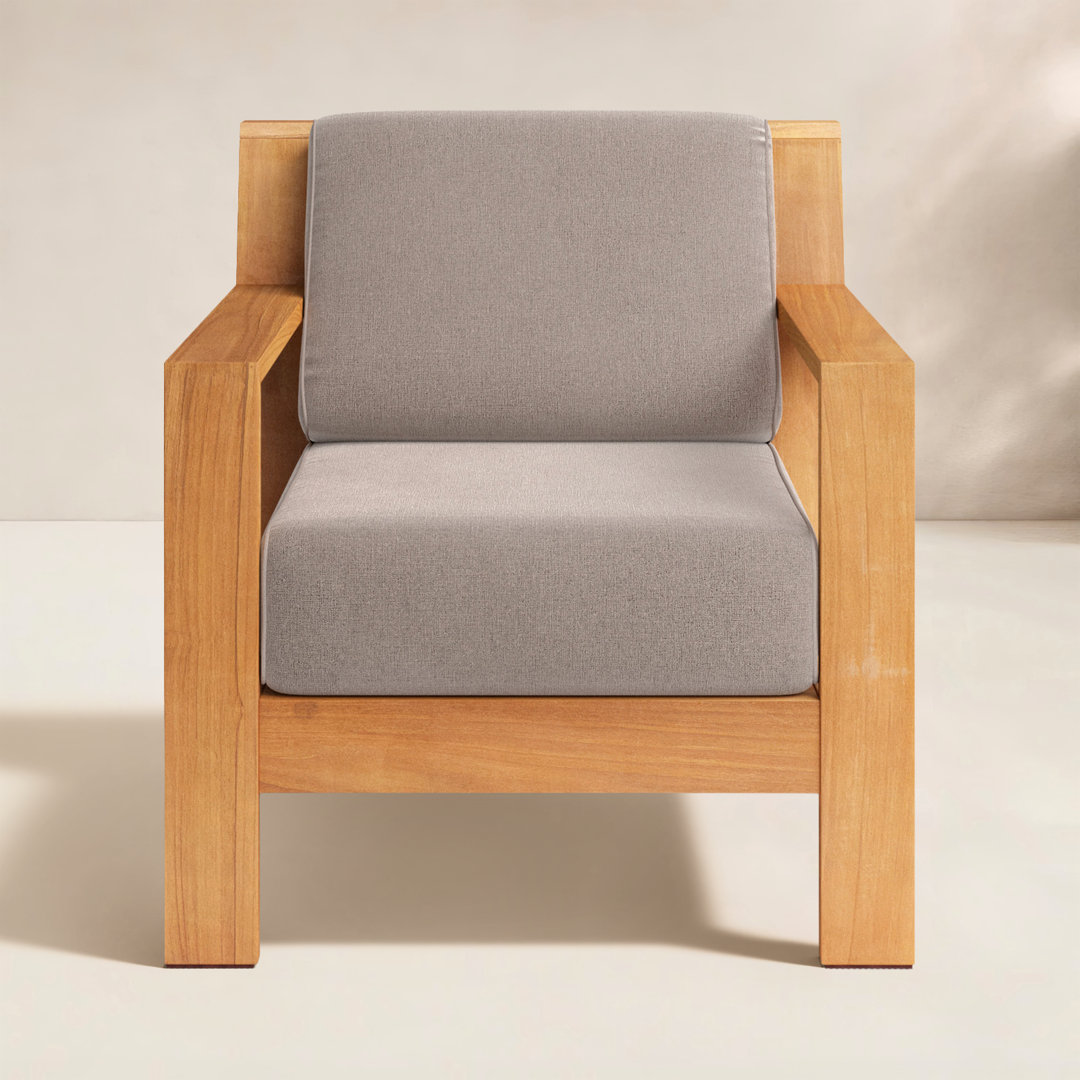 Bogota Teak Patio Chair with Sunbrella® Cushions Birch Lane™ Cushion 