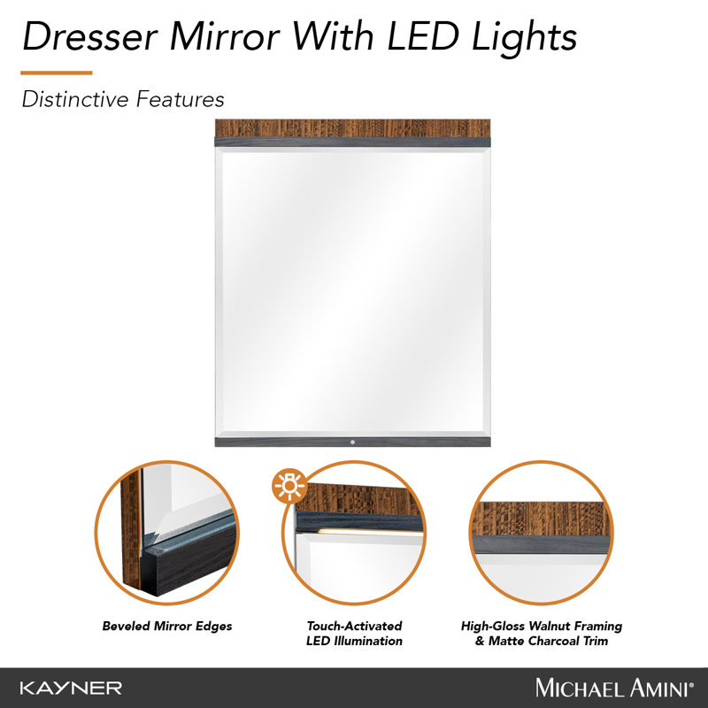 Kayner Dresser With Mirror - Charcoal