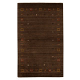 Hand Knotted Wool Area Rug in Dark Brown