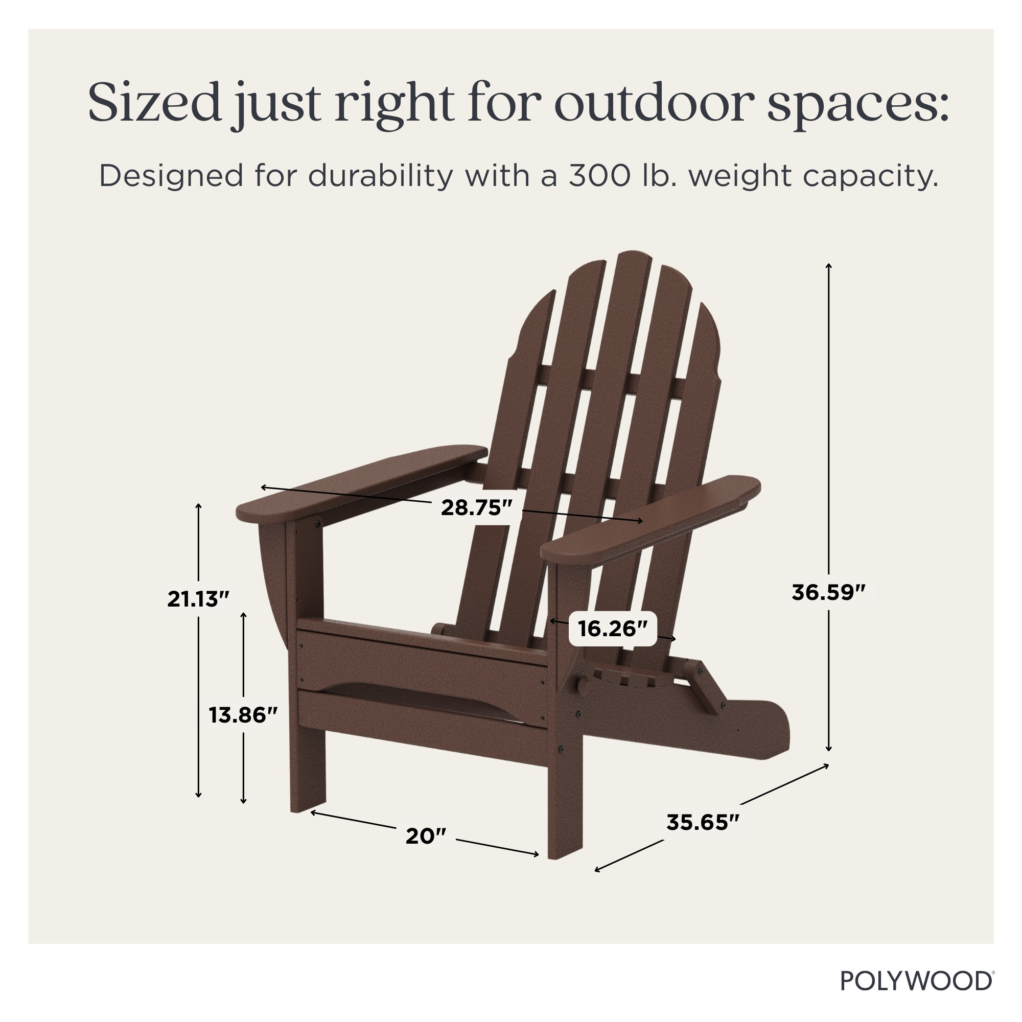 POLYWOOD Classic Adirondack Folding Adirondack Chair, Mahogany