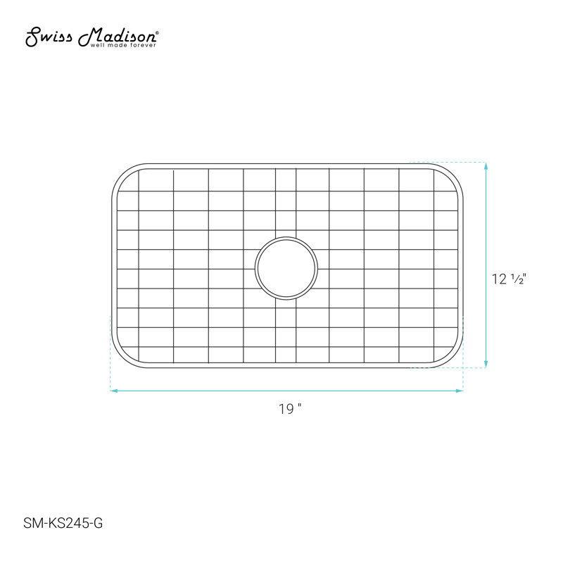 Grille d'évier de cuisine en acier inoxydable 19 x 12,5 Swiss Madison