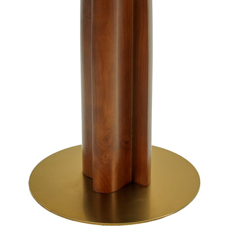 Table de salle à manger ronde moderne, table en verre trempé avec pied et base en bois, table de cuisine pour 2 personnes