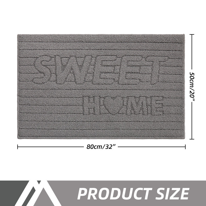 Tapis d'intérieur antidérapant lavable à la machine, L 20 po x L 32 po, Gris
