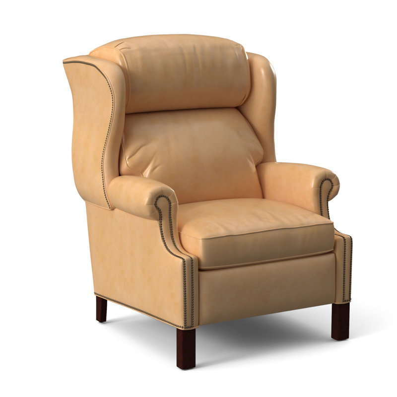 Chippendale Recliner, #9 Natural, Rio Mineral Genuine Leather, Mahogany