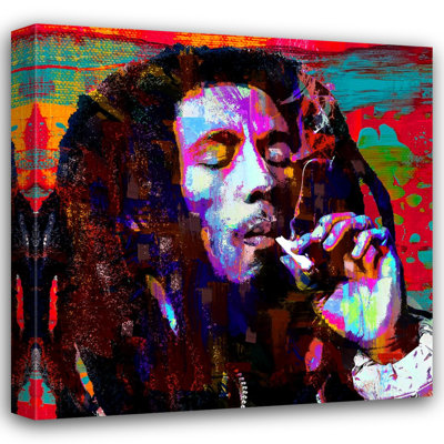 «Bob Marley Jammin» par Stephen Chambers - peinture sur toile tendue